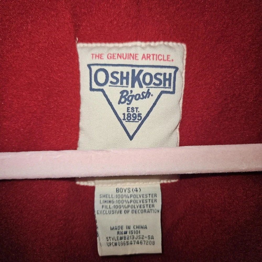 OshKosh B'gosh Jacket Boys 4 Navy Hooded Fleece Lined Parka Patches B213JS2-SA‎